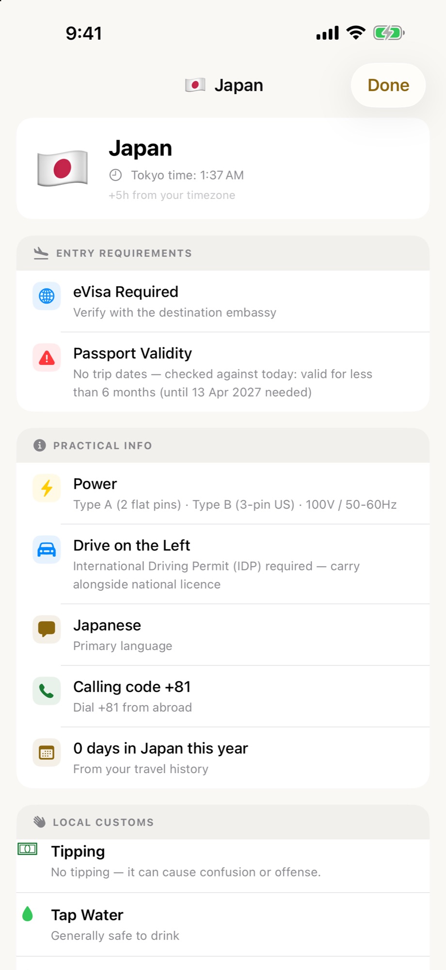 Destination brief for Japan