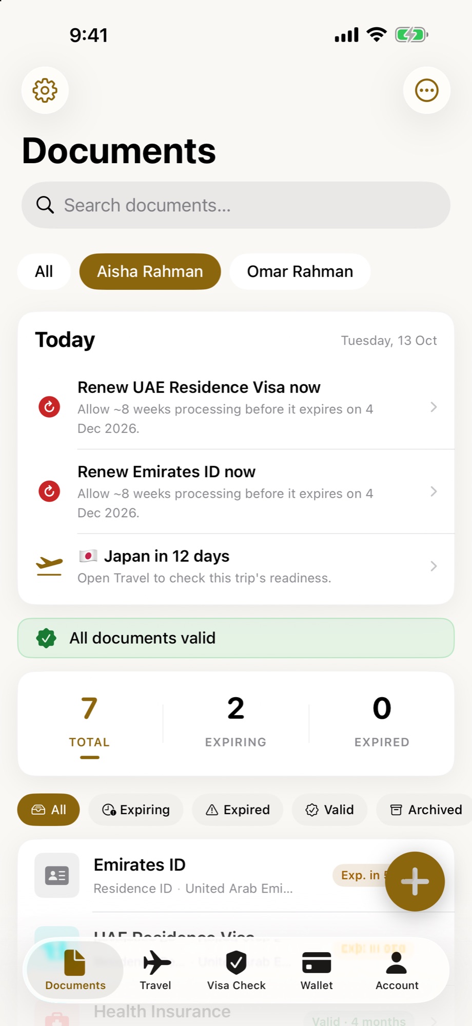 DocTrack documents with renewal alerts